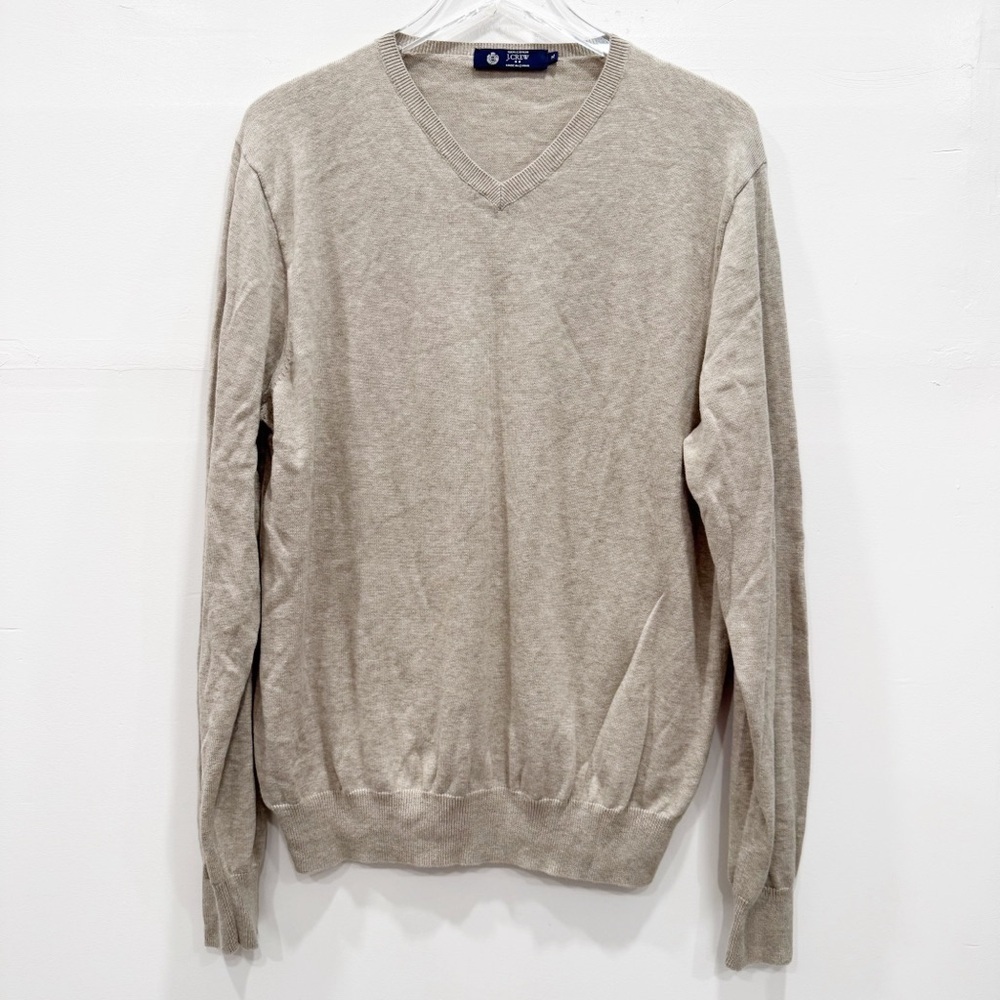 J. Crew V-Neck Cotton Lightweight Sweater Tan XL Classic Fall